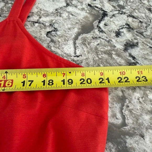 New Loft Red Flounce Dress Red Button Down Sleeveless Ruffle Cotton XL NWT - Picture 10 of 13